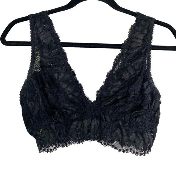 Aerie Black Lace V Neck Bralette Medium - Picture 1 of 8